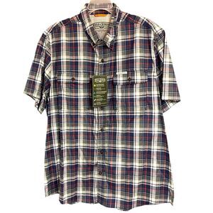 Field & Stream Plaid Short Sleeve Button Up SPF 30 Outdoorsy Fishing Camping Men